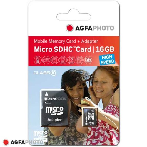 AgfaPhoto Флаш памет MicroSDHC 16GB High Speed+адаптор за SD слот