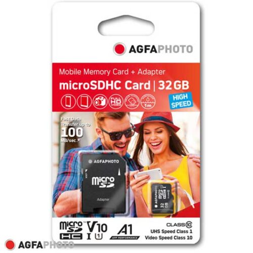 AgfaPhoto Флаш памет MicroSDHC 32GB High Speed+адаптор за SD слот