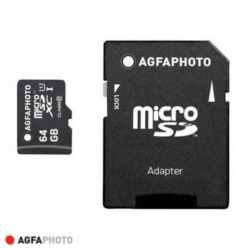AgfaPhoto Флаш памет MicroSDHC 64GB High Speed+адаптор за SD слот