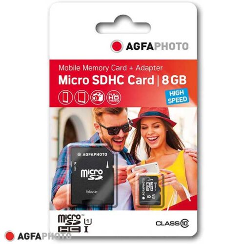 AgfaPhoto Флаш памет MicroSDHC 8GB High Speed+адаптор за SD слот