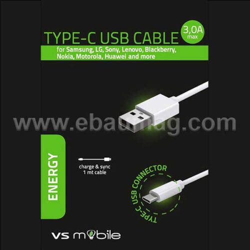 VS Mobile Кабел универсален USB-A към USB Type-C дължина 1m.